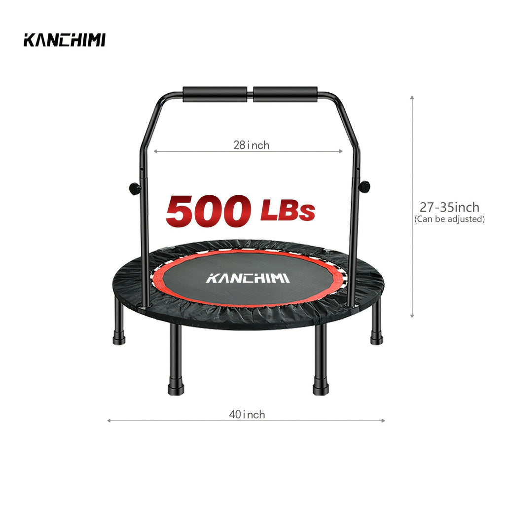 40" Foldable Mini Trampoline Rebounder for Adults & Family Indoor Fitness, Weight Loss & Cardio Workout – Small Jumping Bed for Home Gym