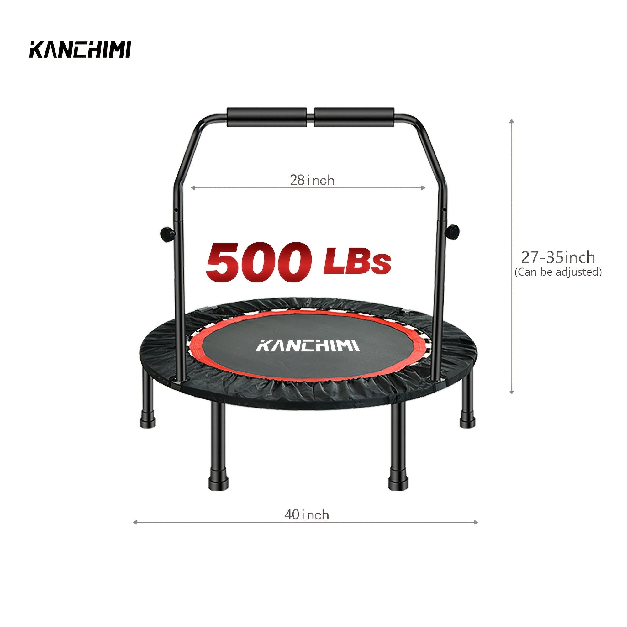 40" Foldable Mini Trampoline Rebounder for Adults & Family Indoor Fitness, Weight Loss & Cardio Workout – Small Jumping Bed for Home Gym