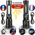 3000 Lumen Tactical Flashlight 2-Pack – USB-C COB Zoomable