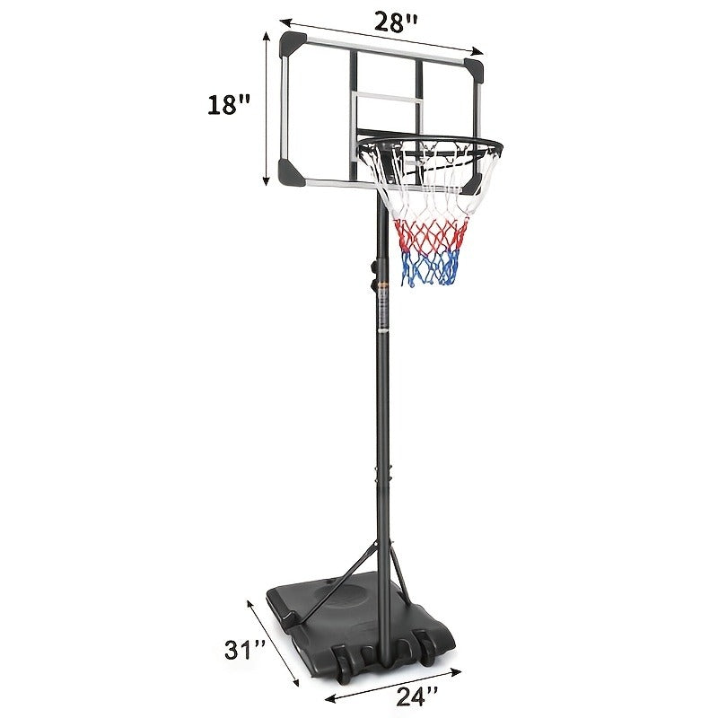 Height Adjustable Basketball Hoop 5.6-7Ft Portable Basketball System with 28" Backboard & Wheels for Outdoor Indoor Use
