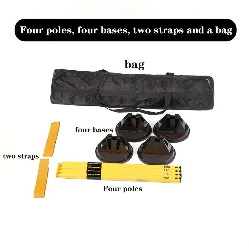 Agility Training Hurdle Bar Set Adjustable Height Speed Drills Football Basketball Soccer Indoor Outdoor Pole Hurdle Training 4 Bases 4 Rods 2 Hurdle Straps Storage Bag