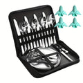 Camping Mess Kit 24pcs Stainless Steel Cutlery Set for 4 – Plates, Spoons, Forks, Serrated Knives & Cloth Napkins – Portable Dinnerware for Backpacking, Hiking & Picnic