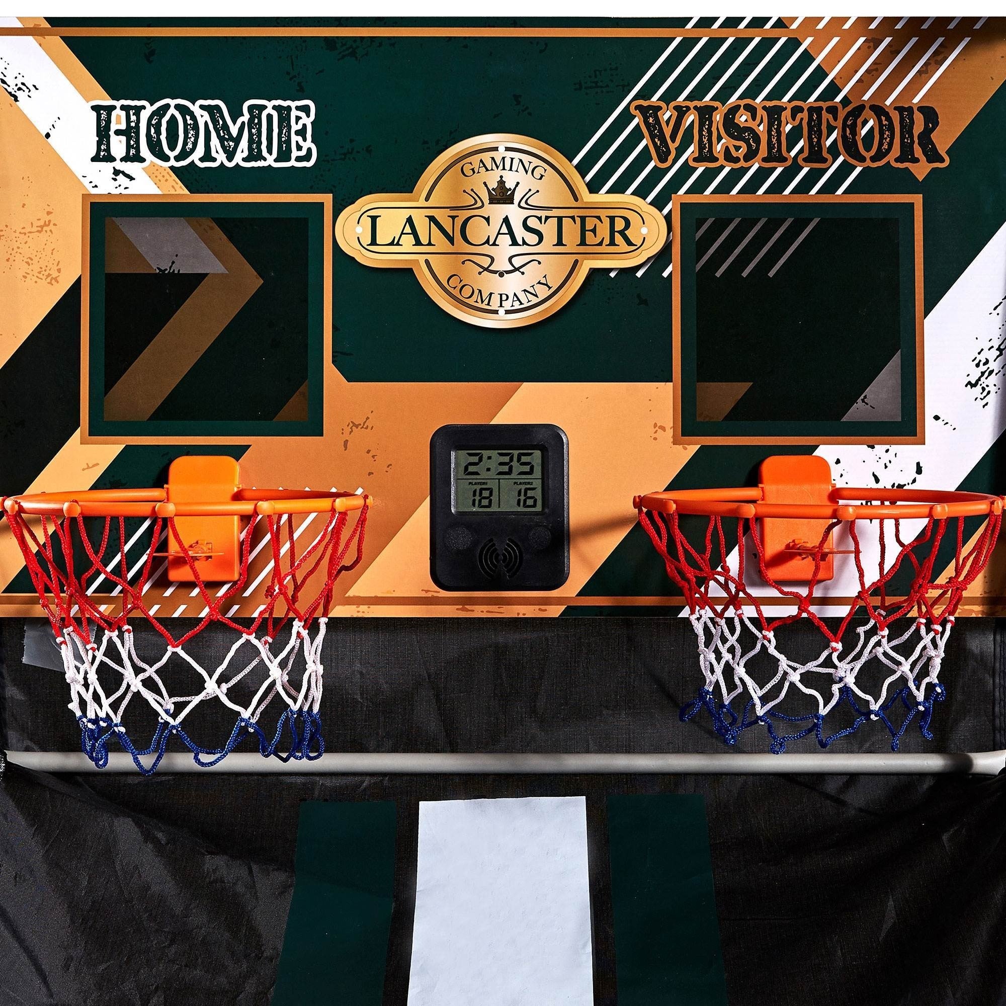 2 Player Indoor Basketball Arcade Game EZ Fold - Dual Hoop Shot Challenge with LED Scoring, 8 Game Modes, 3 Basketballs & Air Pump, Foldable Frame 60x25.5x63 Inch, Home Game Room Family Fun