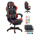RGB Gaming Chair with LED Lights Footrest Ergonomic Gaming Chair with Massage Lumbar Support Reclining Video Game Chair for Adults Home Office Computer Chair with USB RGB Lighting