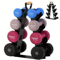 Weight Rack Stand 4-Tier A-Frame with Wooden Handle – Space-Saving Dumbbell Storage for Home Gym, Holds 5–15LB Hex & Rubber Dumbbells, Easy Assembly