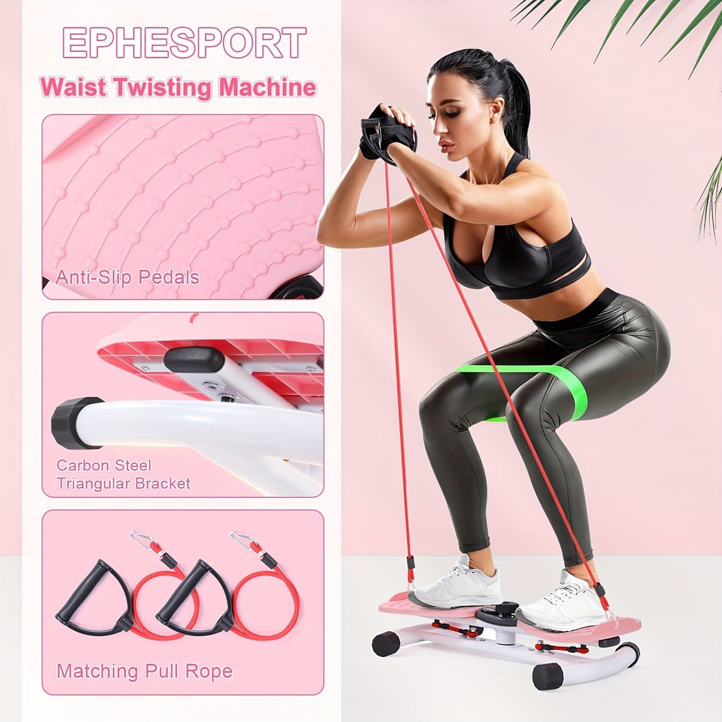 Waist Twisting Board Ab Twister for Home Gym – Noiseless 360° Twist Exercise Machine with Digital Display, Figure-8 Resistance Band & 360 LBS Capacity – Track Time, Reps & Calories