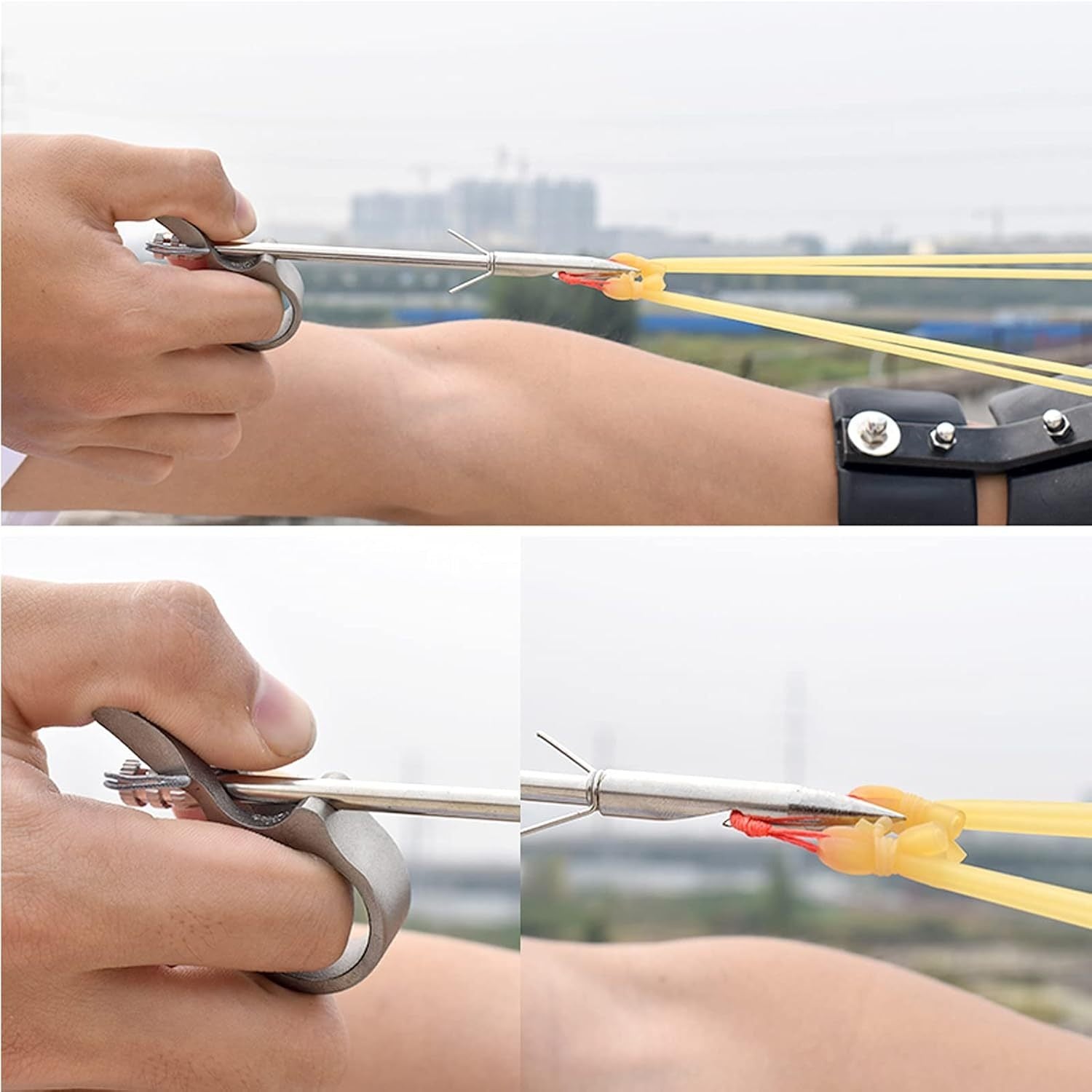 Stainless Steel Slingshot Fishing Arrowheads 12-Pack, Bowfishing Arrow Tips for Slingshot Bow Fishing & Target Practice, Detachable Broadhead Darts with Fishing Line Hole - Replacement Shooting Points