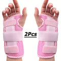 Wrist Brace with Double Splint Support & Triple Compression – 1 Pair Breathable Hook-and-Loop Wrist Guard for Sports, Daily Wear & Injury Recovery, Unisex, Pink / Rose Red / Blue