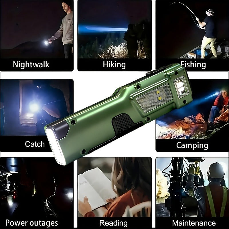 EDC Tactical Flashlight Set 2-Pack - Flat LED Torch + Mini Backup Light, 8 Modes LCD Display, USB-C Rechargeable, Aluminum Body with Back Clip for Camping, Survival & Gift