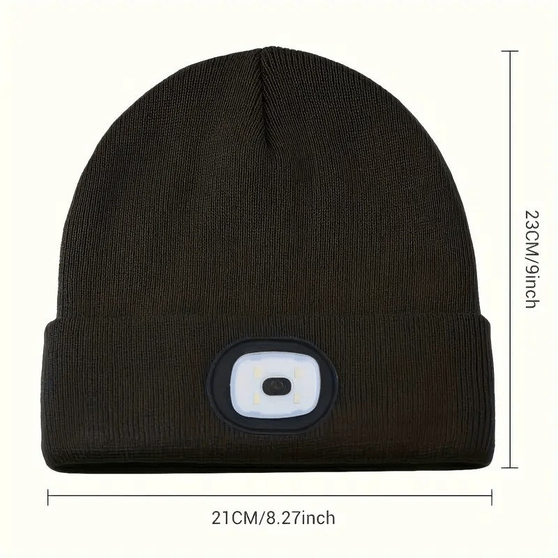 LED Knit Beanie with USB Rechargeable Lights – Light-Up Acrylic Knit Hat for Running, Hiking & Outdoor Activities, Stretchy Unisex Winter Beanie with Built-In LED Headlamp, Lightweight & Warm