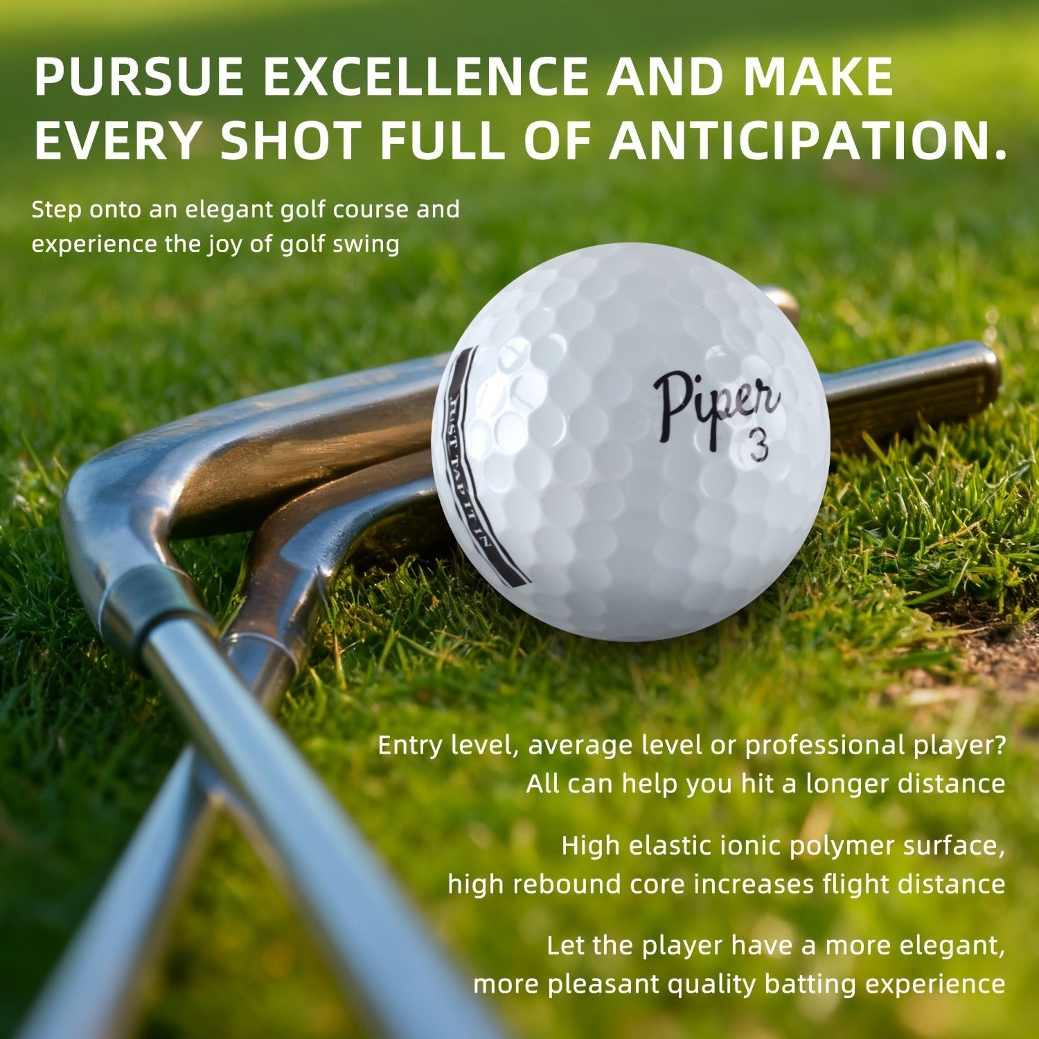 Golf Balls 3-Ply PU Cover with Soft Feel & High Visibility Colors, Professional Distance Golf Ball for Competitive Play and Training, Ideal for Adult Golfers