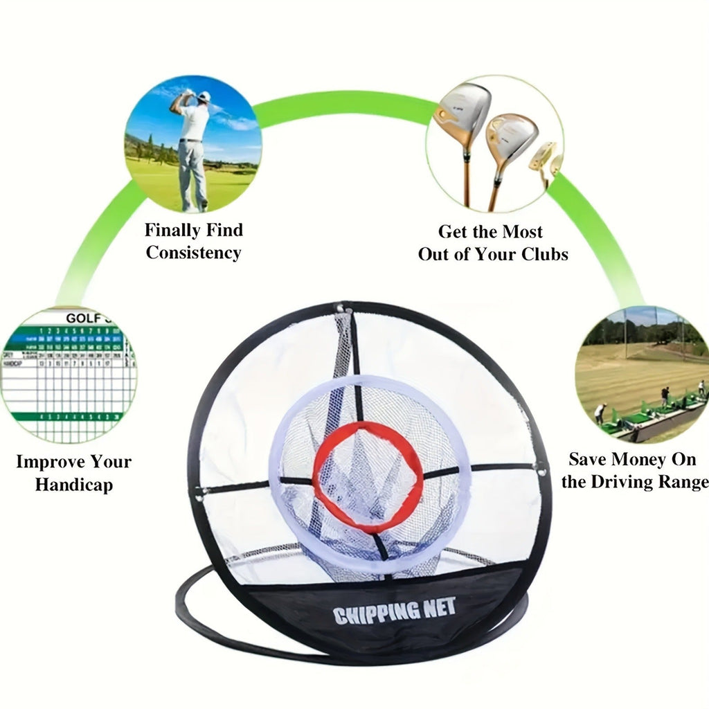 Portable Folding Golf Ball Pick Up Net – Golf Training Target Retrieval Net with Fixing Tool for Indoor & Outdoor Swing Practice, Durable Foldable Golf Chipping Net for Backyard & Driving Range