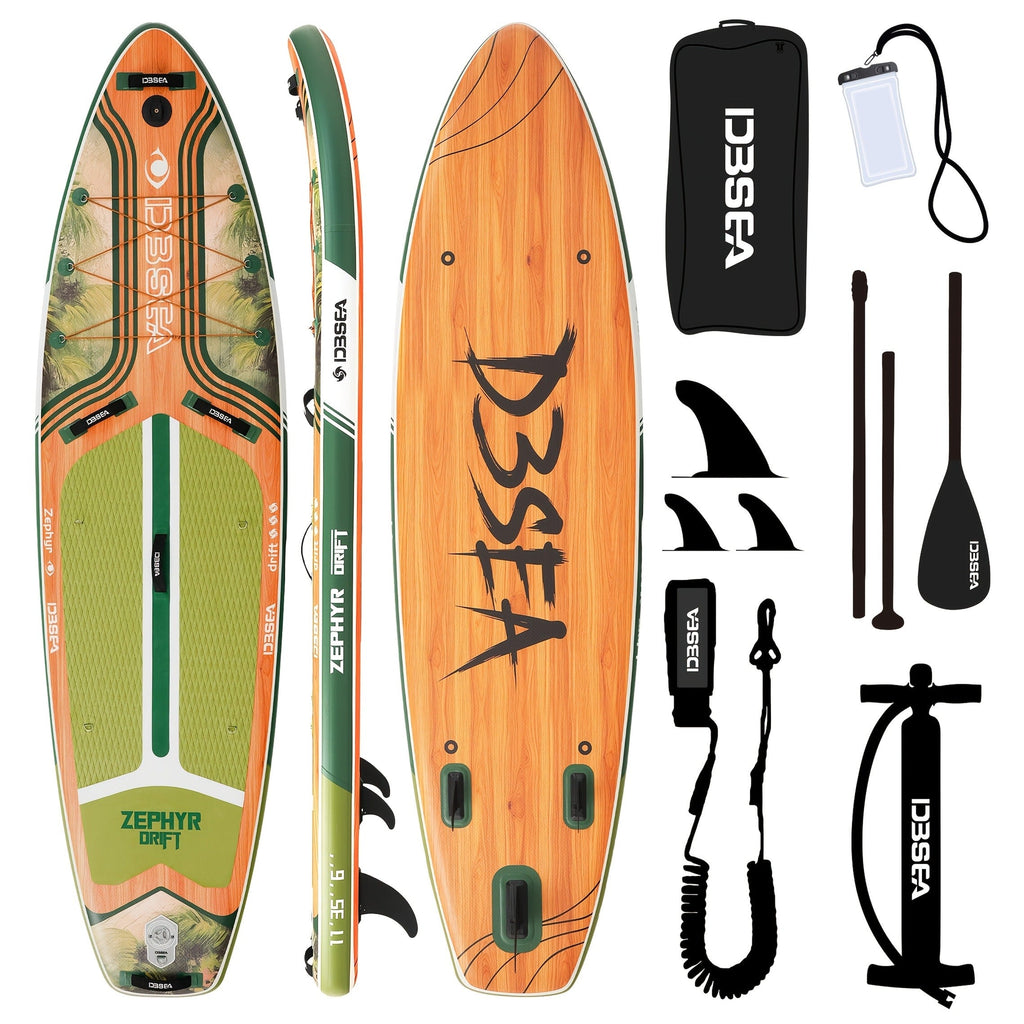 Wide Inflatable SUP Board 11ft x 32'' Extra Wide Stand Up Paddle Board for Youth Adults with Backpack Dry Bag Paddle Leash Hand Pump Fins Stable Design