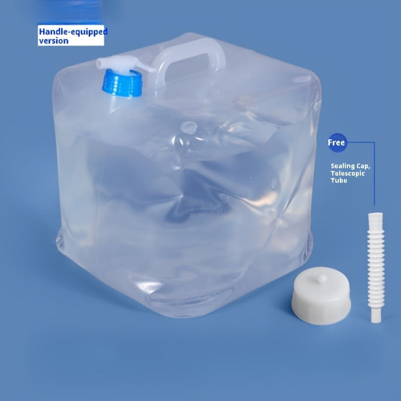 Foldable Water Storage Container 5.28 Gallon, Food-Grade BPA-Free Collapsible Water Jug with Spigot & Handle, Leak-Proof Rectangular Design for Camping, Hiking, Emergency Backup, Road Trips & Outdoor Use