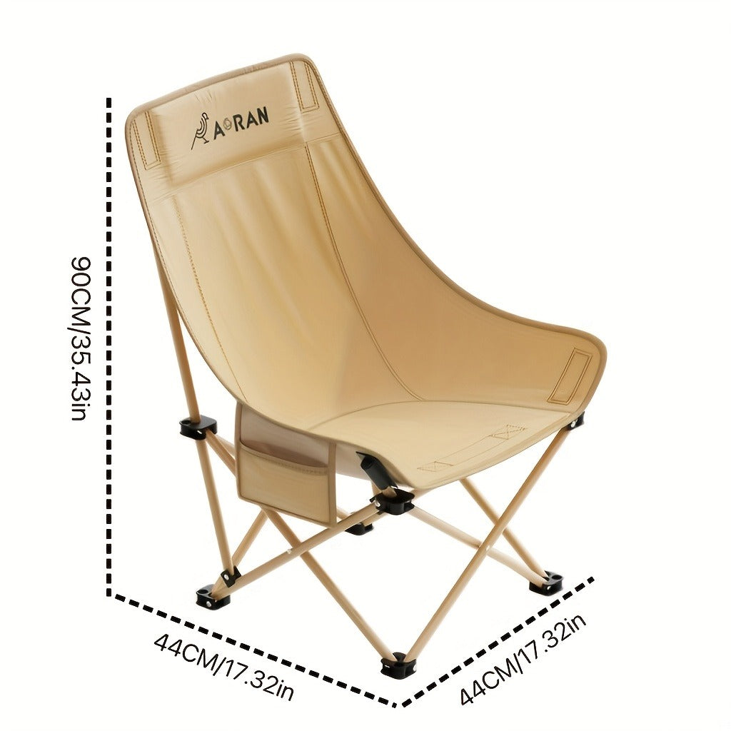 Portable Folding Moon Chair High Back 2pcs – Durable Iron Alloy Frame, Lightweight Foldable Camping Chair for Outdoor Leisure, Fishing, Beach & Backyard – Khaki or Black