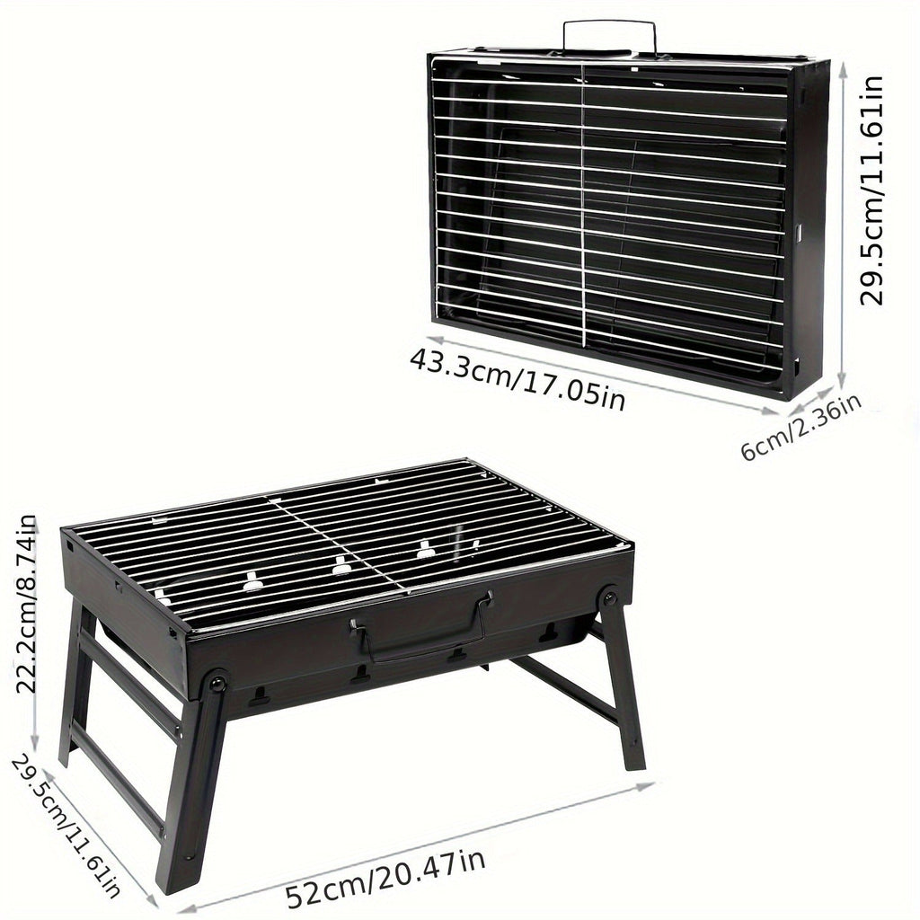 Portable Folding Charcoal Grill Smokeless BBQ Grill for Camping Picnic Backyard Garden Patio Outdoor Cooking Compact Durable Iron Barbecue Grill