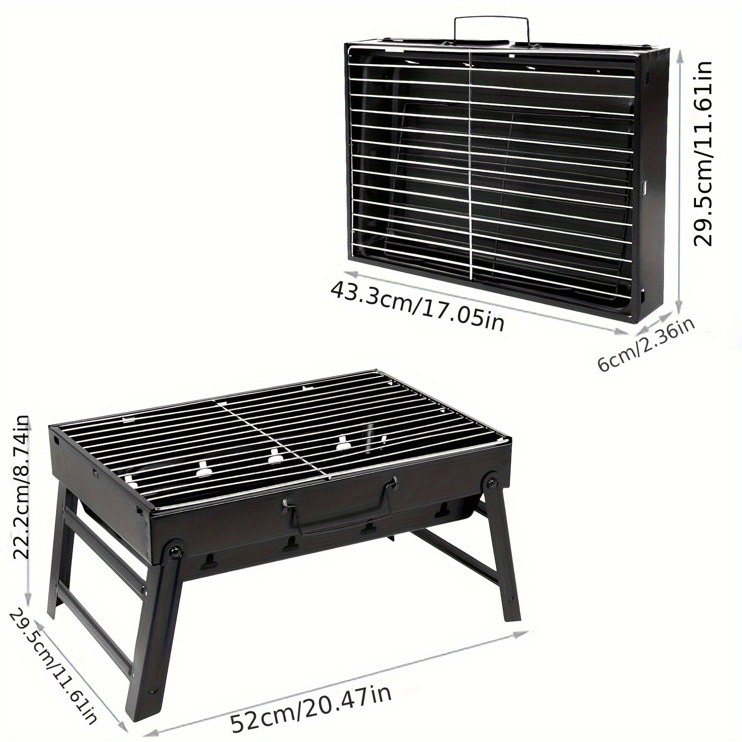 Portable Folding Charcoal Grill Smokeless BBQ Grill for Camping Picnic Backyard Garden Patio Outdoor Cooking Compact Durable Iron Barbecue Grill