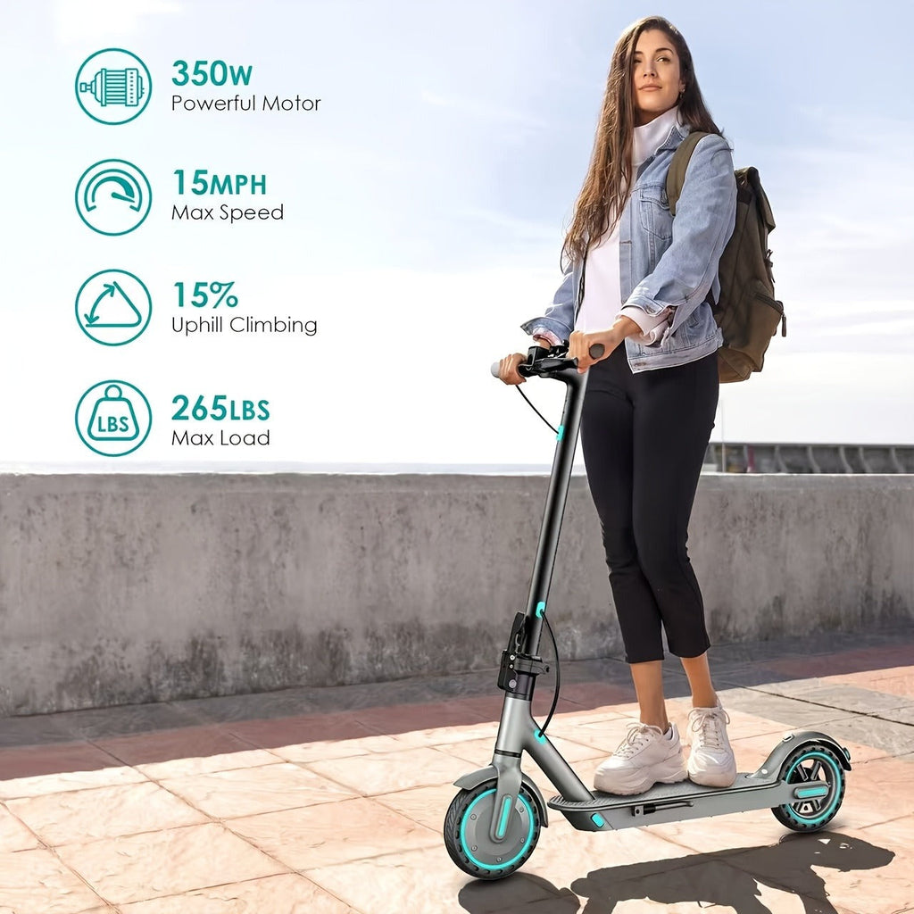 Electric Scooter 350W Foldable Commuter E-Scooter with 8.5'' Solid Tire, LED Display, Dual Brake, 15-20KM Range for Adults Men Women