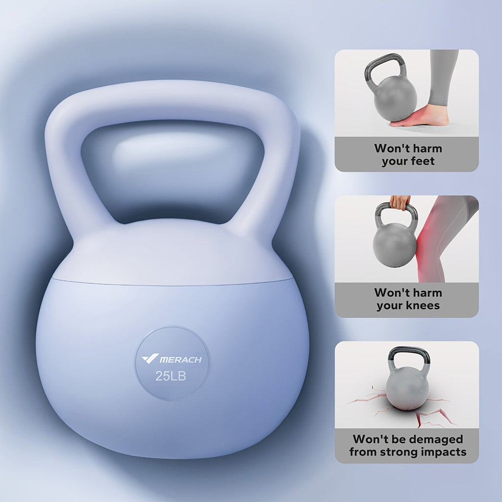 Soft Kettlebell Sand-Filled with Non-Slip Wide Grip Handle & Cushioned Base – Premium Mineral Sand Kettle Bell for Safe Strength Training, Home Gym & Fitness, Available in 15lbs & 25lbs