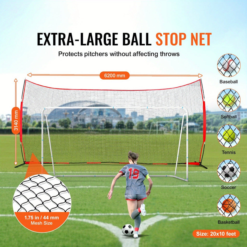 Sports Barrier Backstop Net with Carry Bag – Portable Protection Netting for Baseball Softball Lacrosse Soccer Hockey, Backyard Training Barrier Screen, Available in 7x7ft and 12x9ft