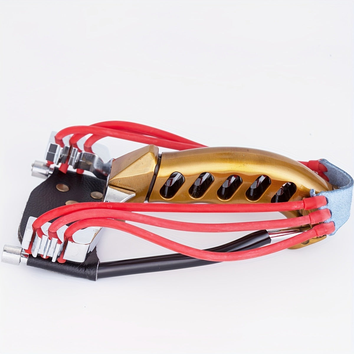 Heavy Duty Metal Slingshot with Wrist Brace – Powerful Hunting Catapult with Rubber Bands & Clay Balls