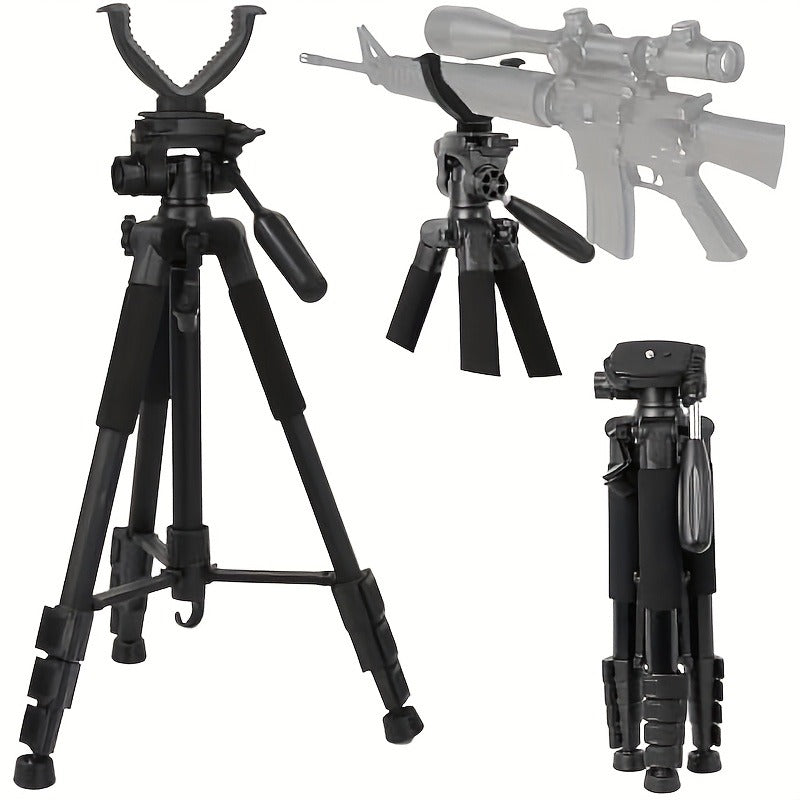Adjustable V-Shape Shooting Tripod Stand 21-59 Inch, Heavy Duty Rifle Gun Rest Tripod for Outdoor Hunting Shooting Practice Photography, Portable Folding Bipod Tripod with V Yoke for Range and Field Use