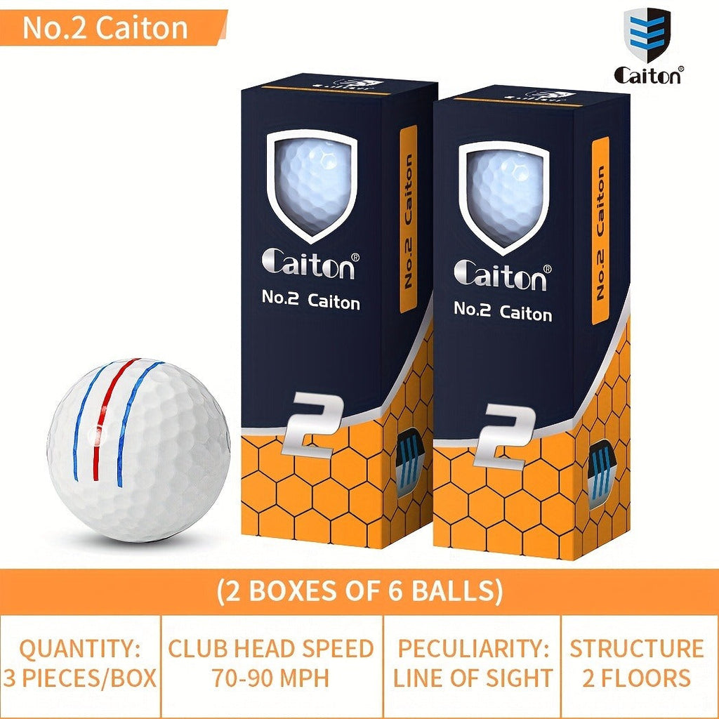Golf Balls 6pcs Long Distance High Speed with 360-Degree Aiming Line Add 40+ Yards Distance Durable Performance Golf Ball Set for Men Women Beginners Advanced Players Practice Training