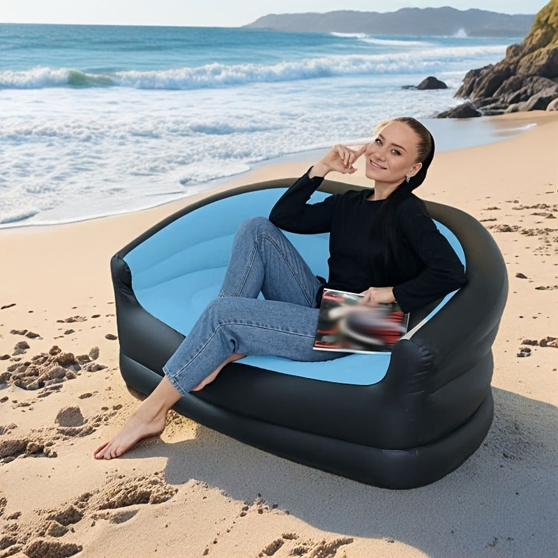 Inflatable Sofa Portable Air Cushion Bed – Lightweight Foldable Lazy Couch for Outdoor Camping, Hiking, Beach, Backyard & Indoor Home Use, Quick Inflate Lounger Chair, Single Person Air Sofa