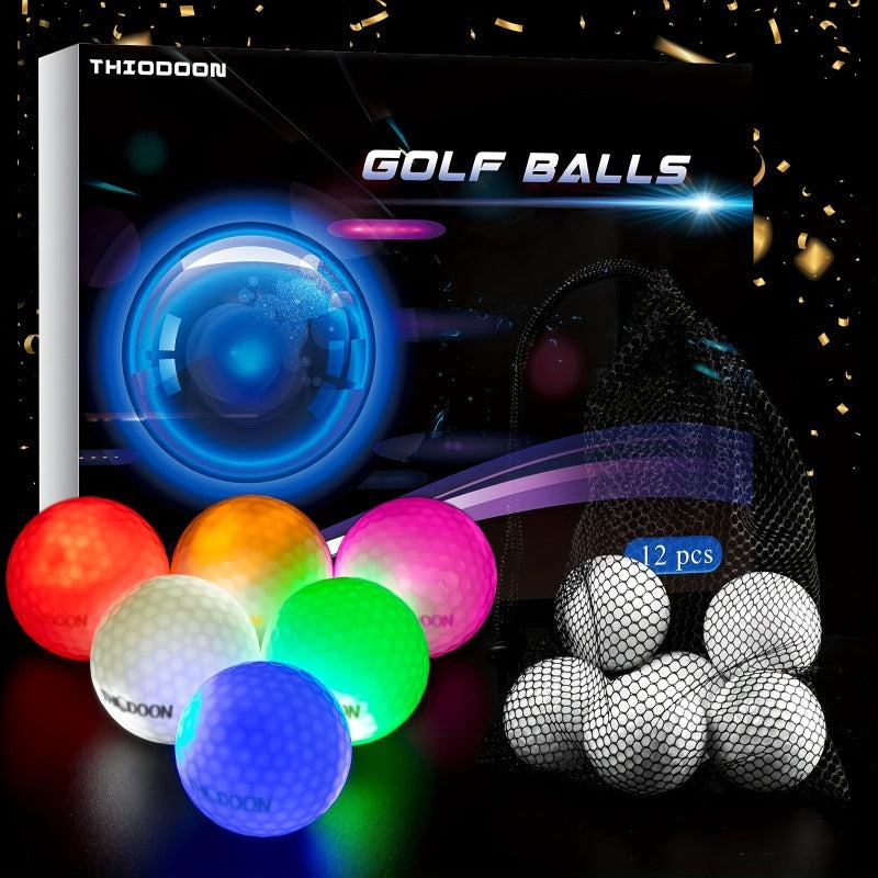 Glow in the Dark Golf Balls 12 Pack – LED Night Golf Balls for Nighttime Play, Luminous Glowing Golf Ball Set, Perfect Holiday Gift for Men Women Golfers Friends & Family