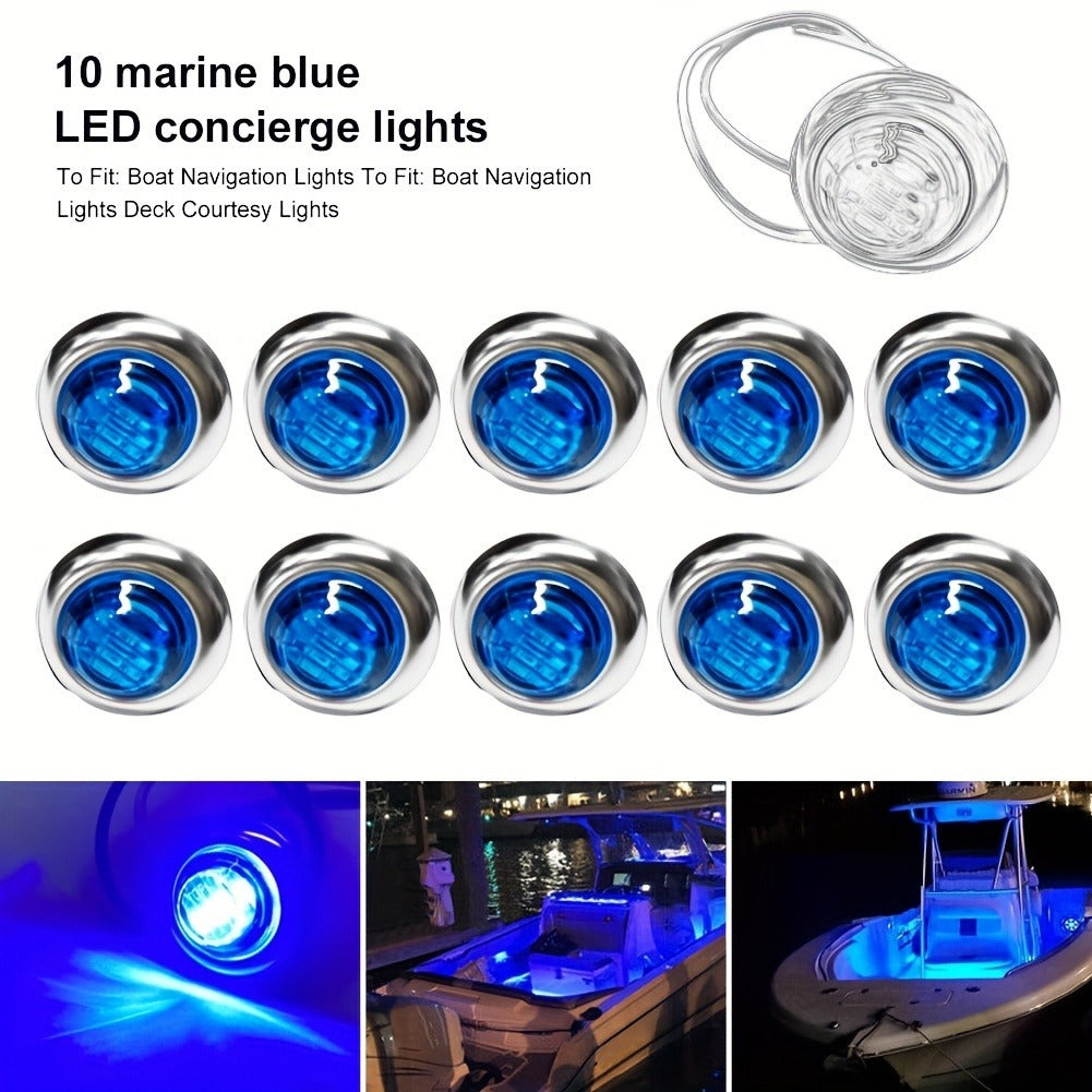 Marine Boat Lights 20 Pack, DC 12V Submersible LED Side Marker Lights for Boat Transom Stern Tail Yacht, Round Courtesy Navigation Lights, Waterproof 3-LED 1.2W, Red Blue Green White Amber Purple