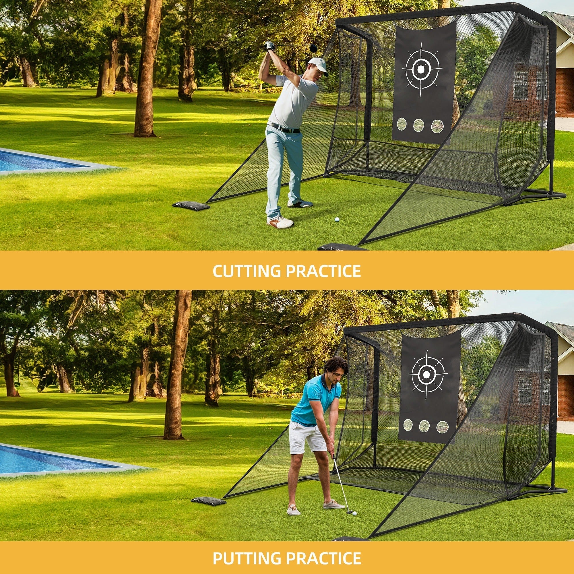 Golf Hitting Net 10x7ft Steel Frame | Golf Driving Net with Side Nets & Simulator Cloth for Backyard Indoor & Outdoor Swing Practice