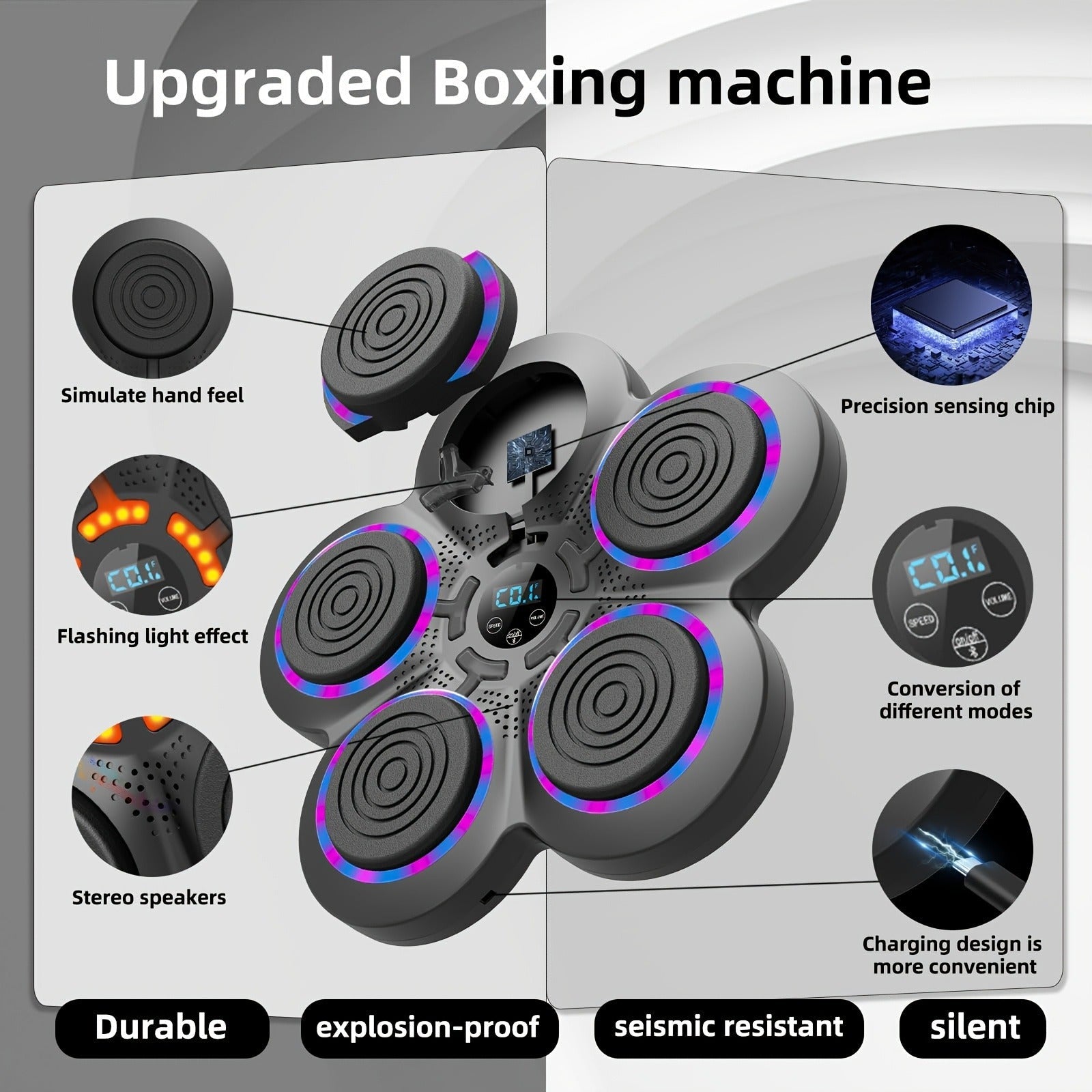 Wall Mounted Smart Boxing Machine Wireless Music Punching Trainer