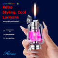 Metal Horse Lantern Lighter Cool Grinding Wheel Design - Refillable Adjustable Flame Windproof Lighter, Creative Mood Light Novelty Lighter Gift Boxed for Camping Outdoor Use, No Fuel Included