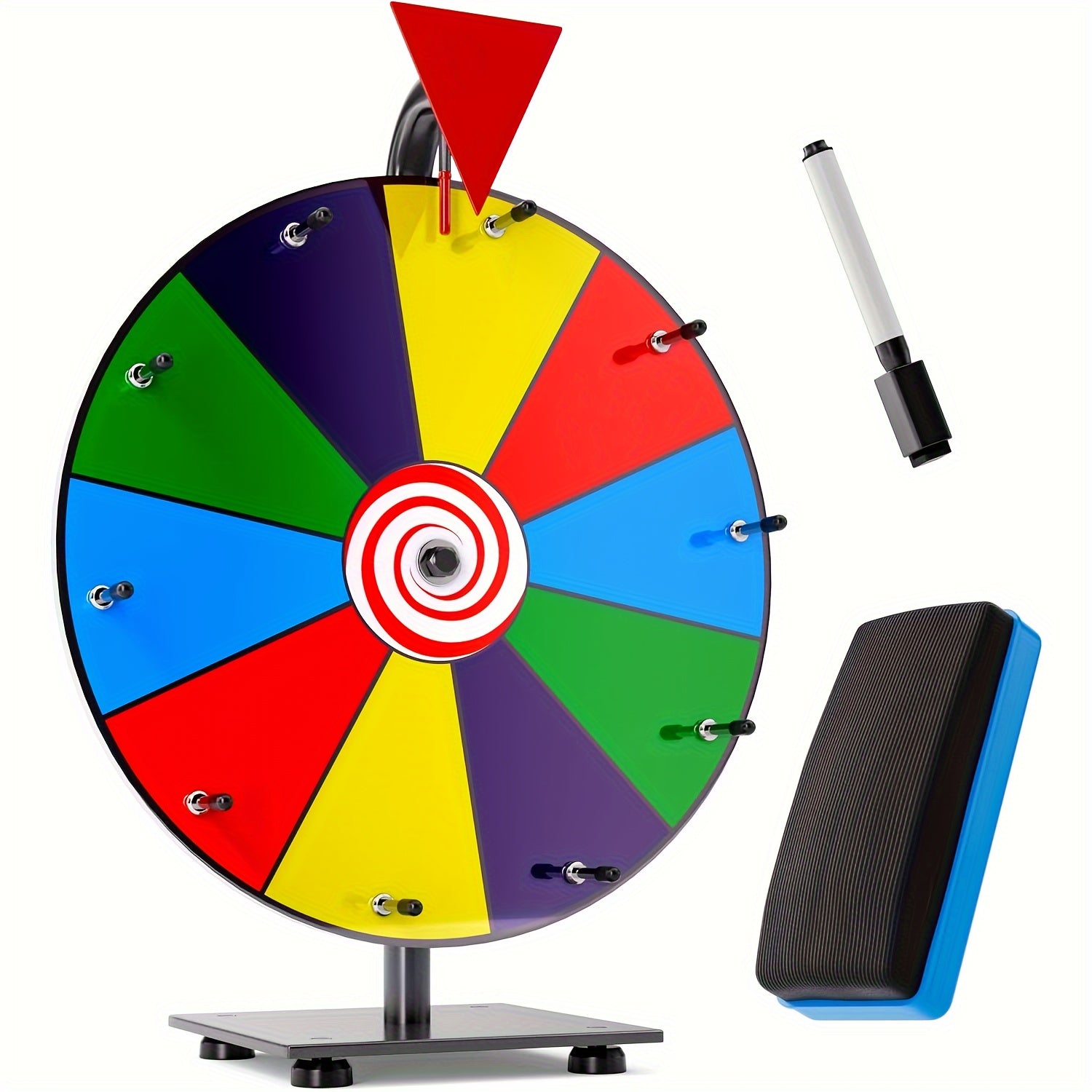 Spinning Prize Wheel 10 Inch - Rotating Game Wheel for Party Games, Family Game Night, Classroom Activities, Prizes, Questions & Challenges, Fun Interactive Spin Wheel