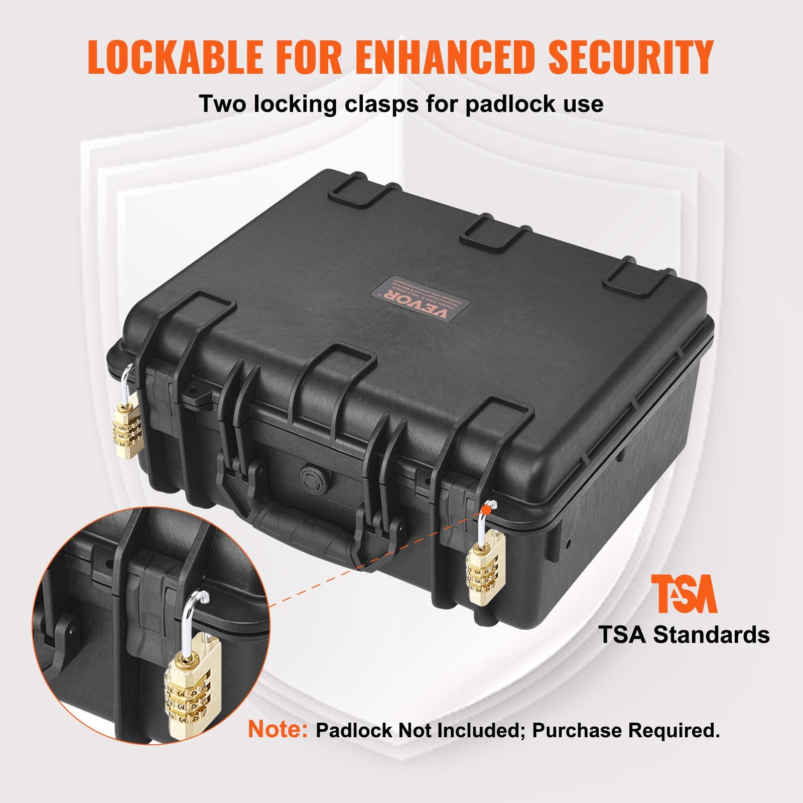 Hard Pistol Case IP67 Waterproof – TSA Approved Lockable Handgun Case with XPE Pre-Cut Foam Lining, Pressure Release Valve & Dual Padlock Holes for Safe Firearm Transport & Storage