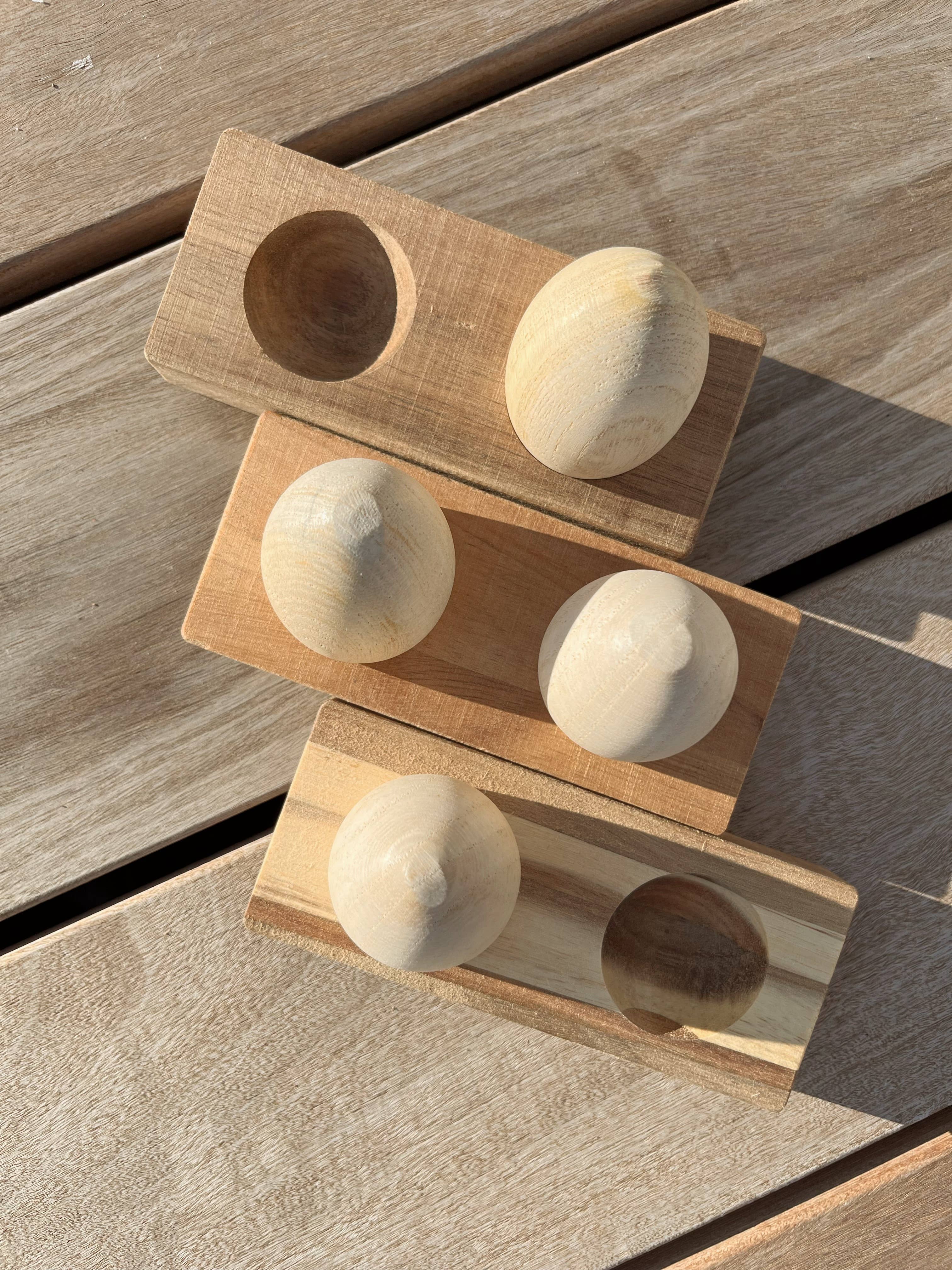 Wooden Egg Shakers with Stand