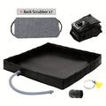 Foldable Shower Base 41"x41" Portable Shower Pan with Drain Pipe – Collapsible Shower Basin for Camping Tent, Indoor & Outdoor Use, Black – Includes Back Scrubber