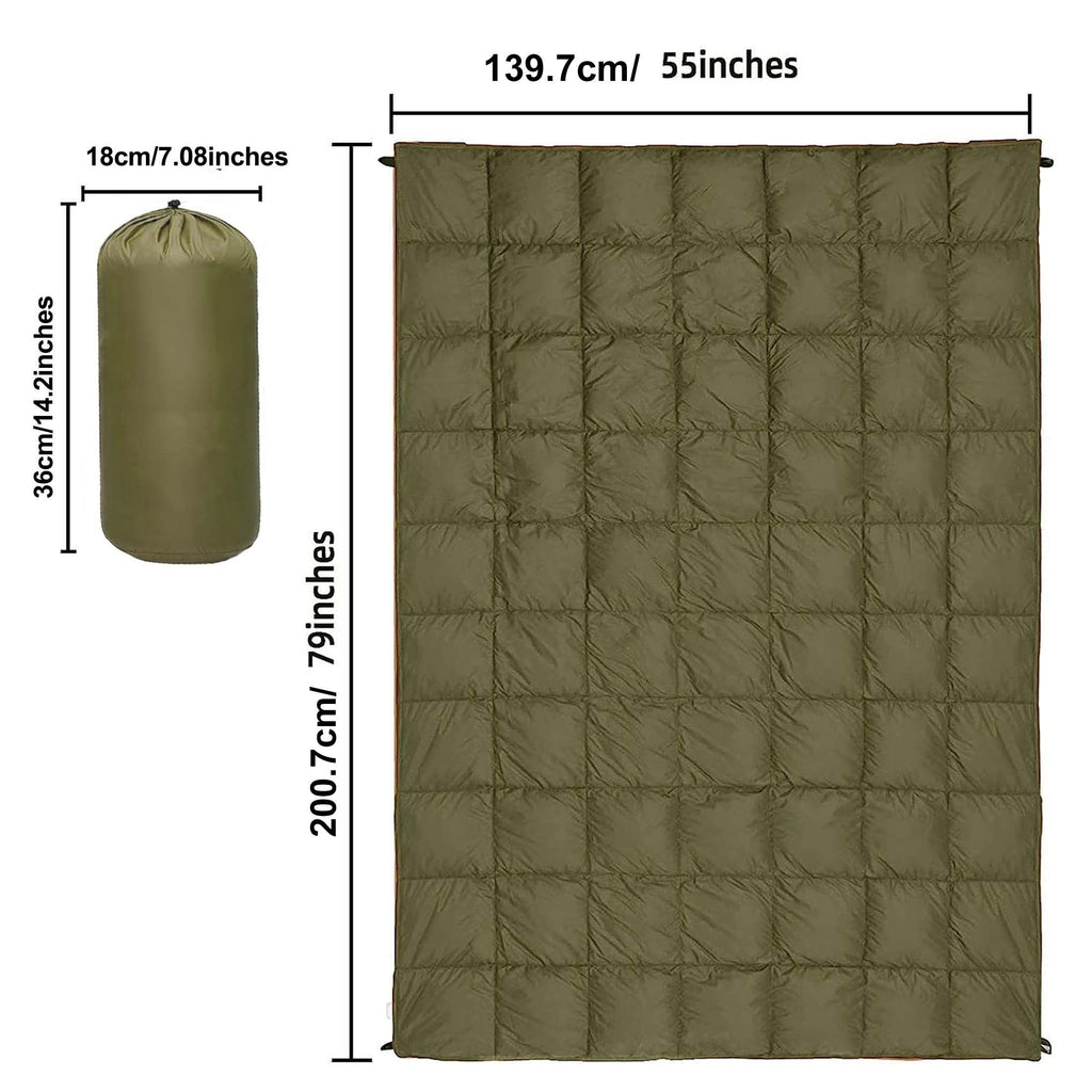 Puffy Camping Blanket Foldable Lightweight Water Resistant with 3D Eye Mask - DWR Coated Outdoor Blanket for Camping, Hiking, Travel, Beach, Stadium & Car, Warm Packable Throw in 4 Colors, 55" x 78"