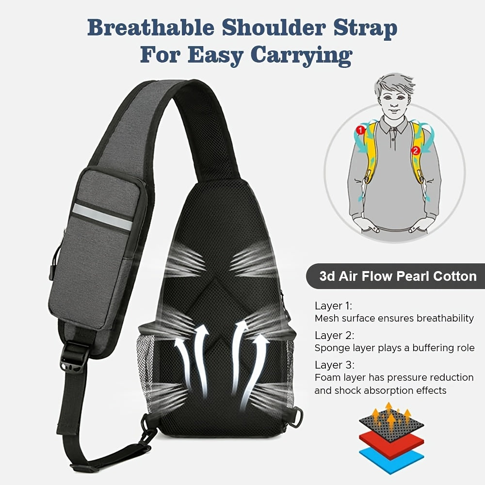 Sling Bag 2 Pack Lightweight Crossbody Backpack for Men Women Oxford Chest Shoulder Daypack Hiking Travel Casual Outdoor Bag Set Dark Grey Light Grey