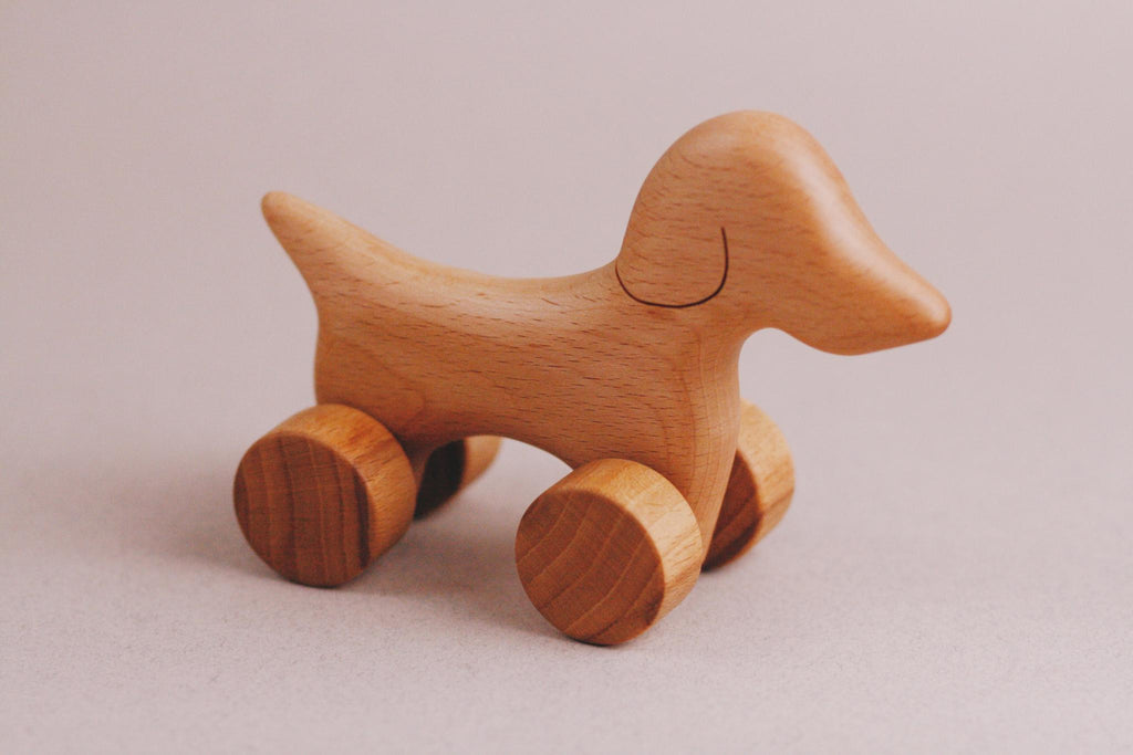 Handmade Wooden Mini Dog Push Toy