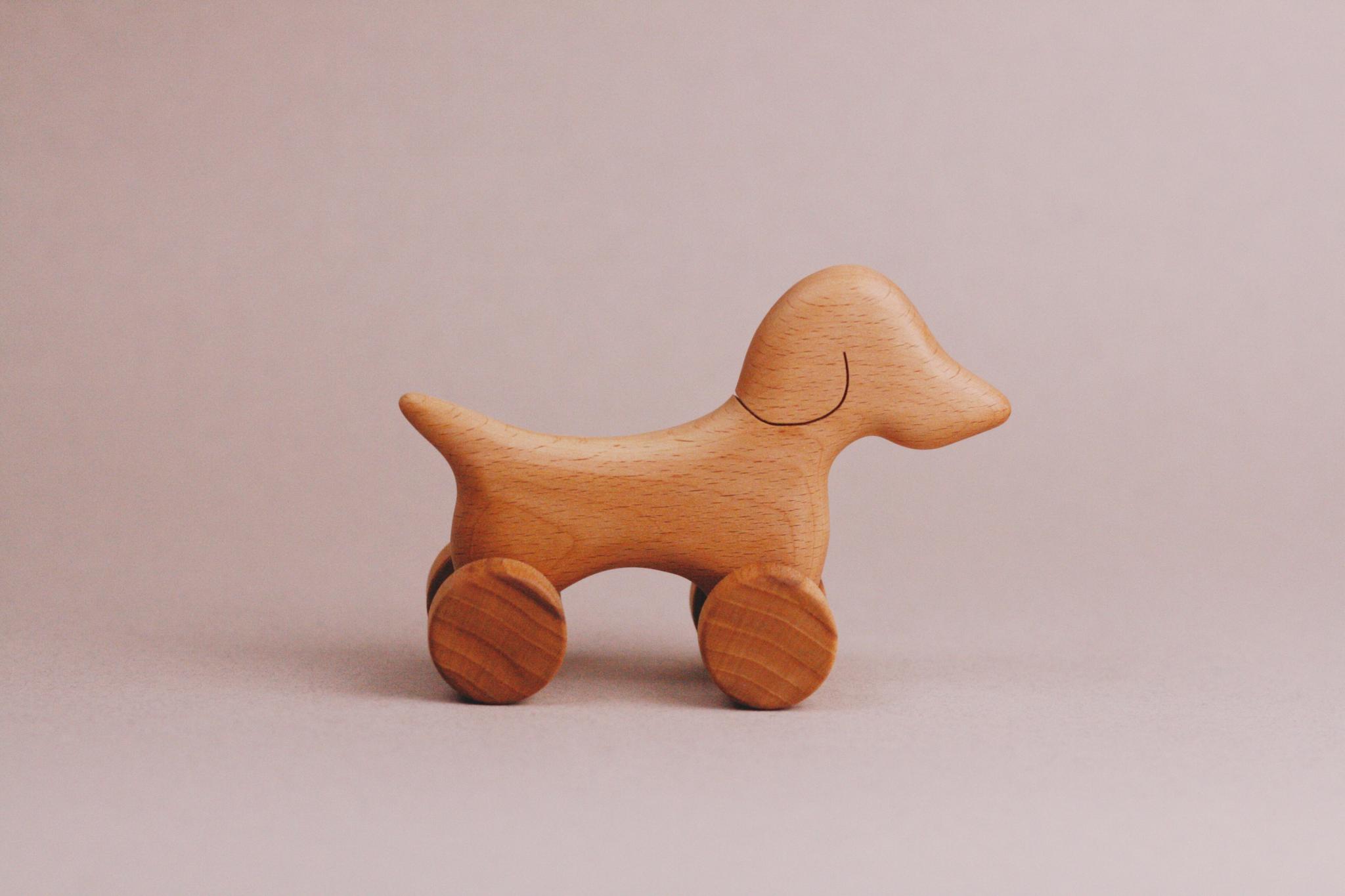 Handmade Wooden Mini Dog Push Toy