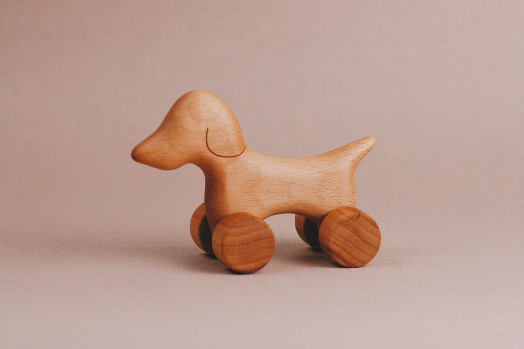 Handmade Wooden Mini Dog Push Toy