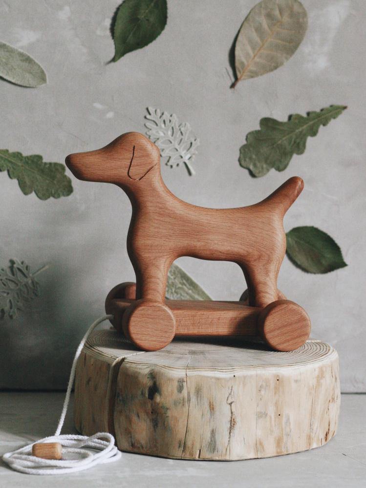 Handmade Wooden Dog Pull Toy