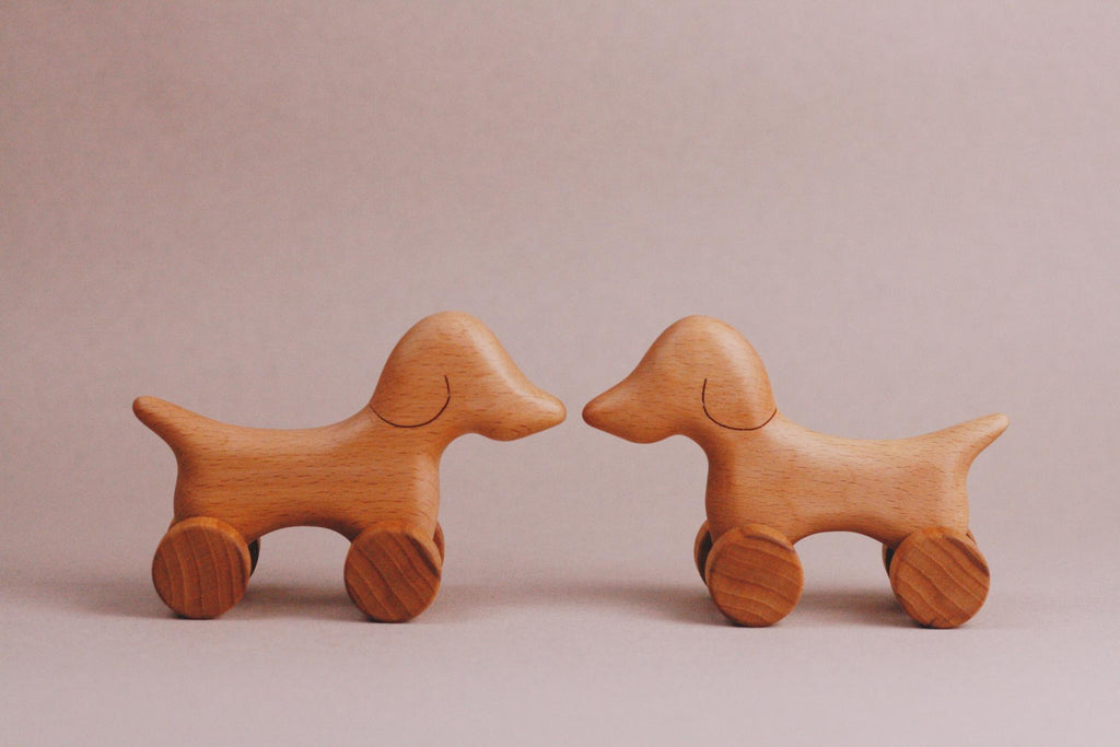 Handmade Wooden Mini Dog Push Toy