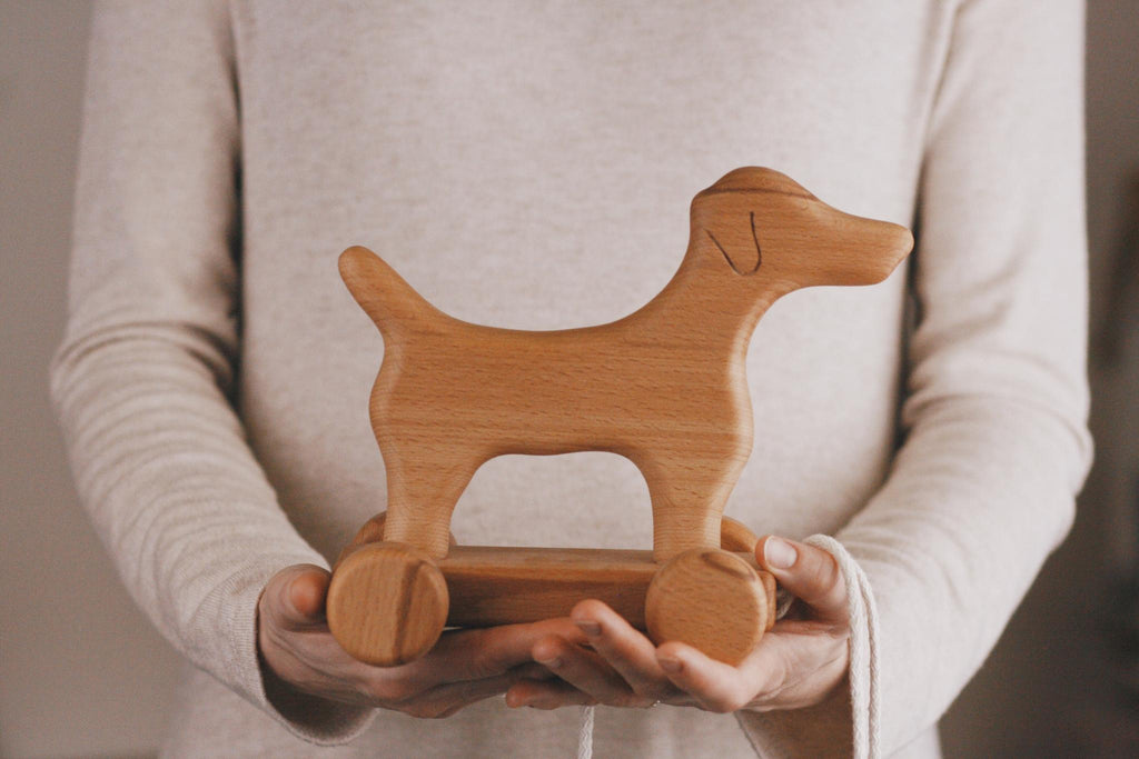 Handmade Wooden Dog Pull Toy