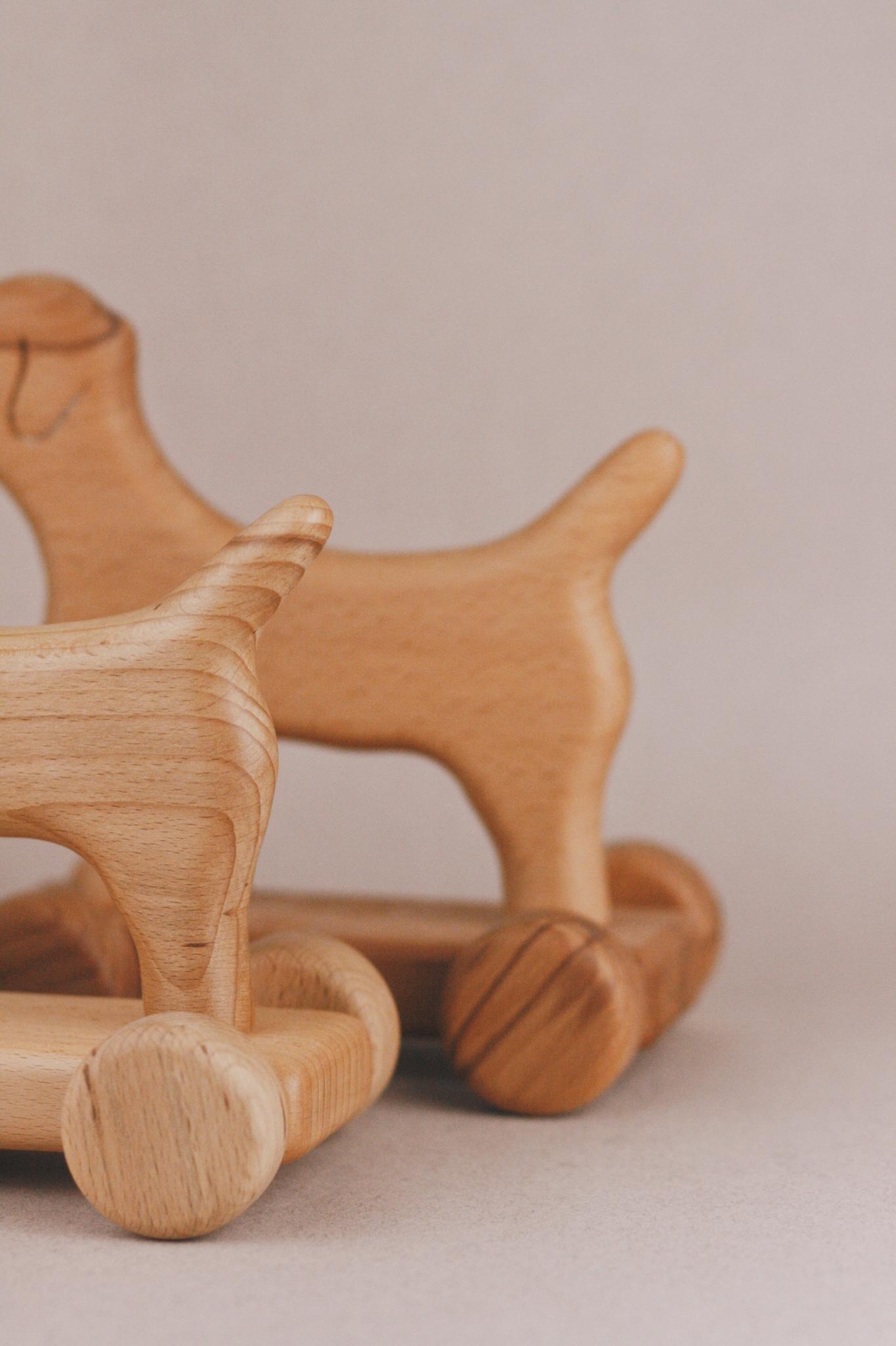 Handmade Wooden Dog Pull Toy