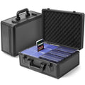 Trading Card Storage Box Topload Case - Fits 3x4 35PT Rigid Holders, 18 Colorful Dividers, 6 Foam Stoppers, Holds 600+ Cards, Sports Card Organizer