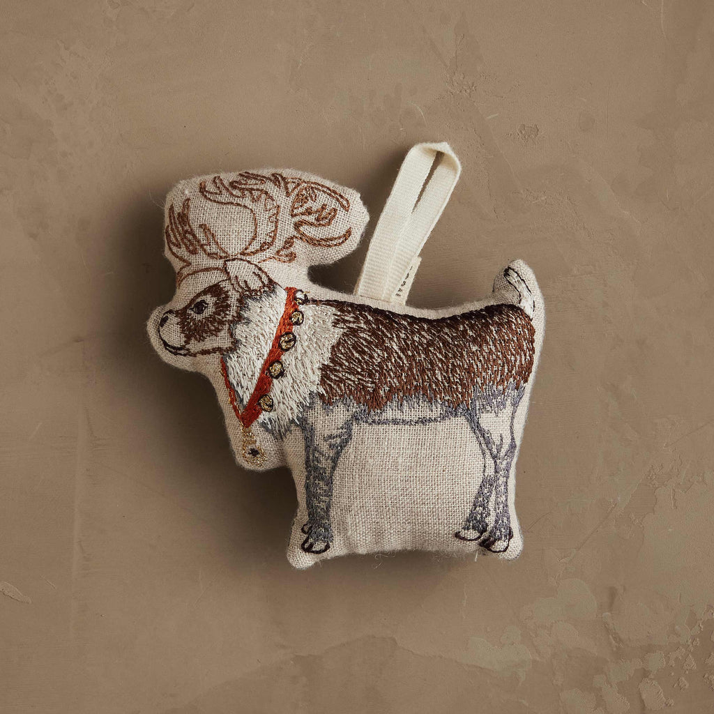 Coral & Tusk Reindeer with Bells Ornament