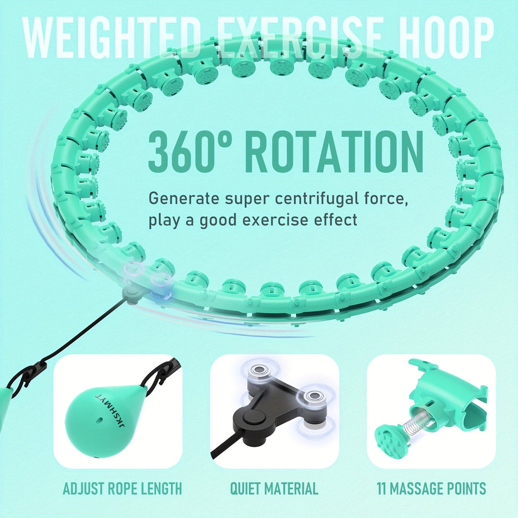 Weighted Hula Hoop Exercise Ring 69" – Smart Pilates Circle with 30 Detachable Knots, Plus Size Adjustable Fitness Hoop for Adults, Beginners & Core Workout
