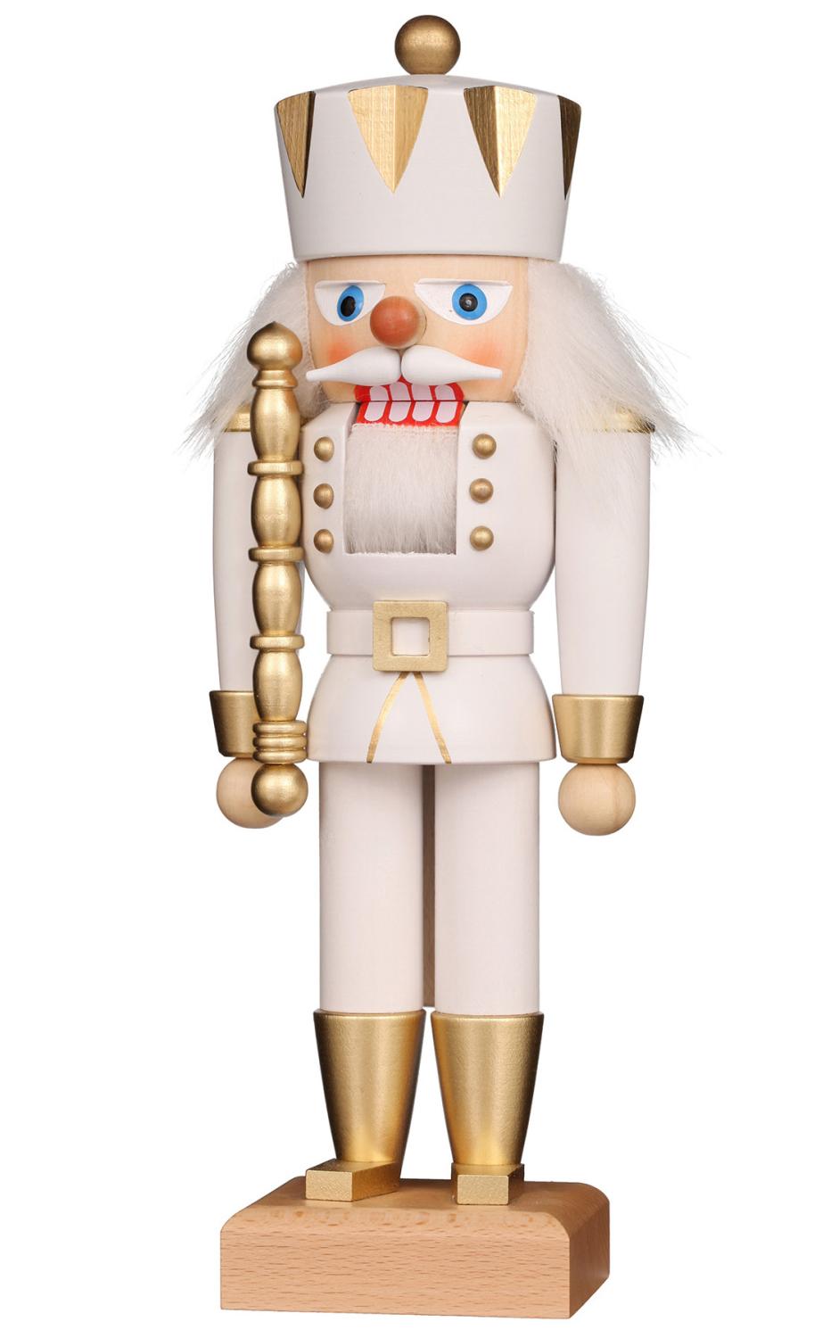 Christian Ulbricht Collectible Wooden Nutcracker - King (White and Gold)